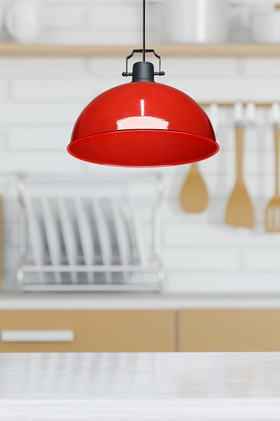 Art&Gift Red Metal Kugel Pendant Lamp - Lighting for Kitchen, Chandelier, Office and Cafe