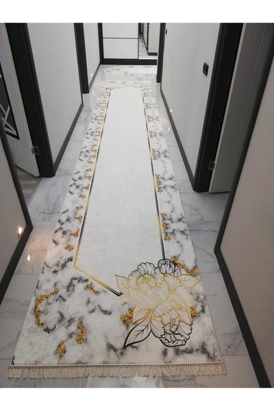 simenteks Dijital Baskı Yıkanabilir Kaymaz Taban Leke Tutmaz Yolluk Kilim Sal...
