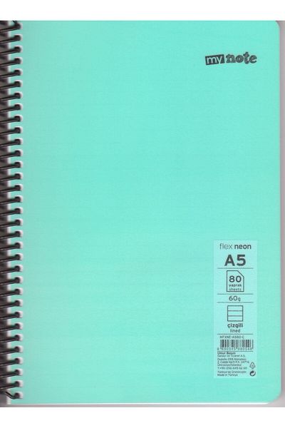 Umur Kırtasiye A5 80 YpSpiraled Lined Plastic Cover Notebook 1 Piece