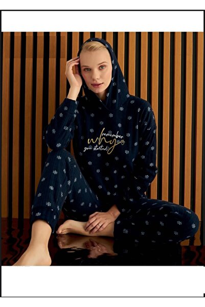 Pijamoni PİJAMONİ KAPÜŞONLU POLAR PİJAMA TAKIMI