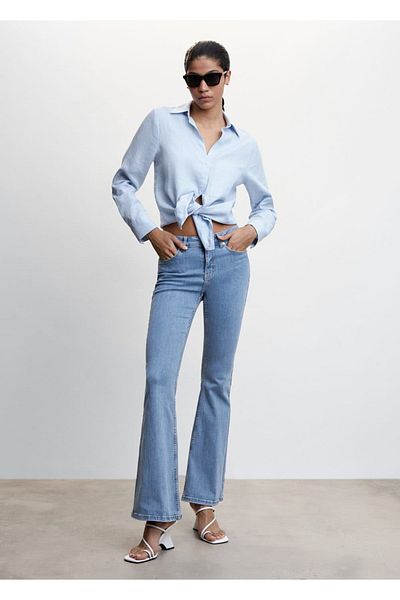 MANGO Woman Blugi evazați cu talie mijlocie