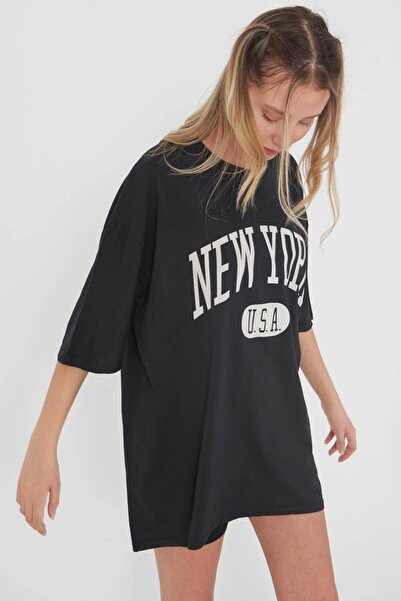 Addax Text Detailní Oversize tričko P9413 - Y1