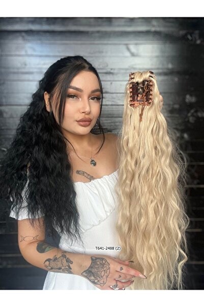 Suzan Peruk 70cm Postiş Tokalı Kabarık Dalgalı At Kuyruğu - Tokalı Kabarık Da...