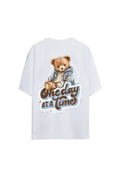 Pisa Art Μπλουζάκι One Day Back Printed 100% βαμβακερό Oversize Λευκό