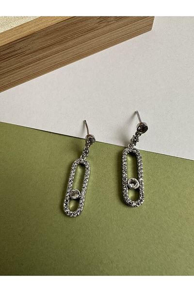 ringbox Zircon Stone Brand Model Women's Silver Color Earrings