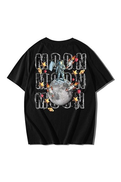 Pisa Art Tricou oversize negru cu imprimeu Trend Moon
