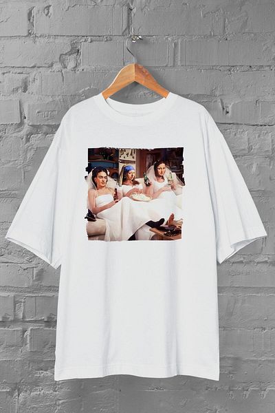 Pisa Art Tricou alb unisex Friends Collage oversize