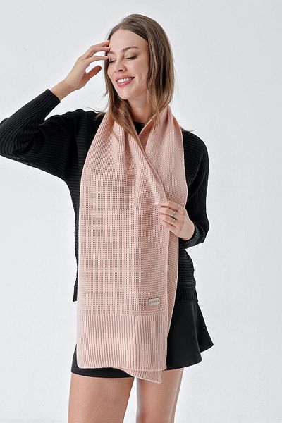 CHUBA Women's Soft Buttoned Knit Detailed Scarf Powder 24W1321