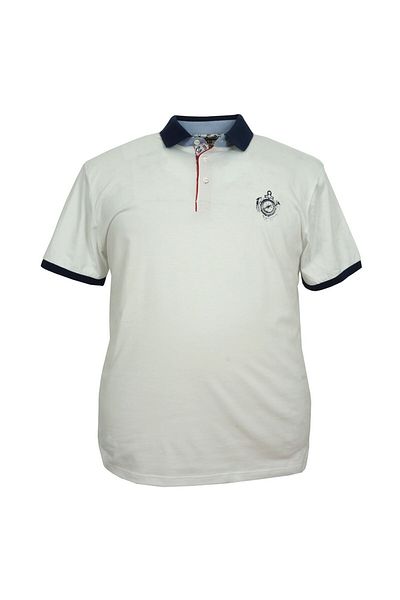 marufshop Ανδρικό μπλουζάκι Polo Lycra Pique White μεγάλου μεγέθους