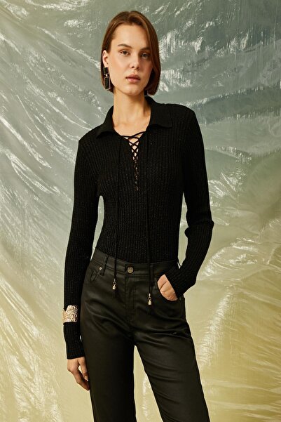 Koton Schwarzer Damenpullover 3WAK90278HT