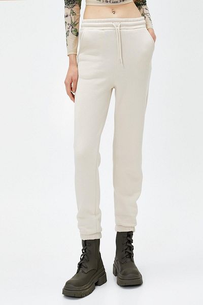 Koton Damen-Jogginghose mit elastischem Bund, Schnürung und Taschendetail, Beige