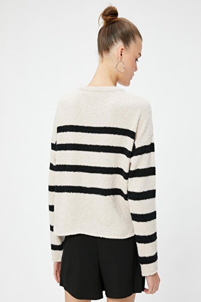 Koton Női bézs csíkos pulóver