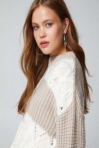 Koton Women's Beige Patterned Sweater