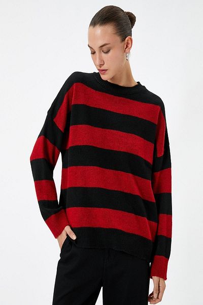 Koton Women's Red Striped Sweater