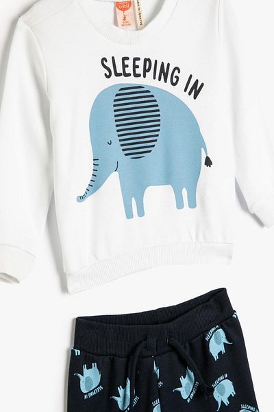Koton Baby Boy Ecru Top and Bottom Set