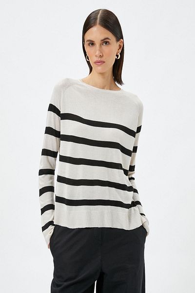 Koton Women's Black Striped Sweater
