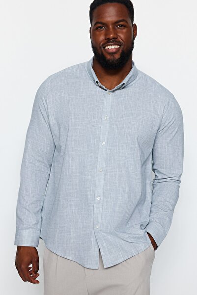 Trendyol Collection Khaki 100% Cotton Regular Fit Flame Plus Size Shirt Tmnaw24Ax00003