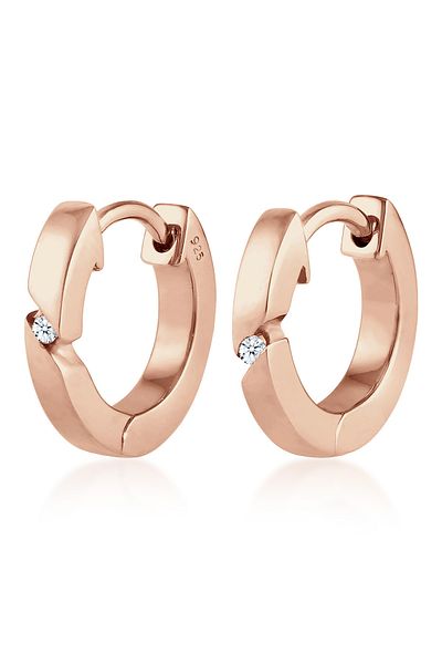 ELLI Ohrringe Creolen Temel Diamant (0,03 ct.) 925 Silber