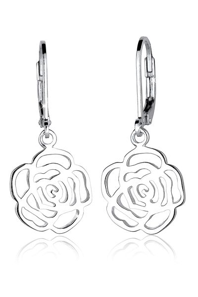 ELLI Ohrringe Rose Blume Blütenform Romantisch Filigran Silber