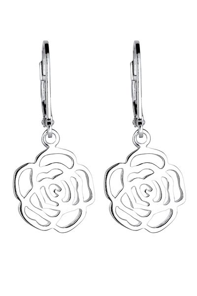 ELLI Ohrringe Rose Blume Blütenform Romantisch Filigran Silber