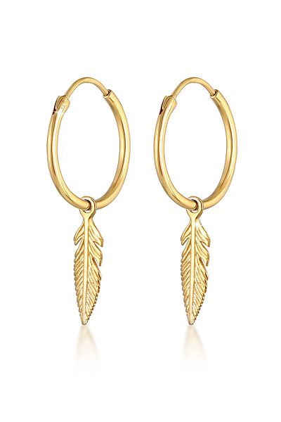 ELLI Ohrringe Creolen Feder Boho Festival 925 Sterling Silber