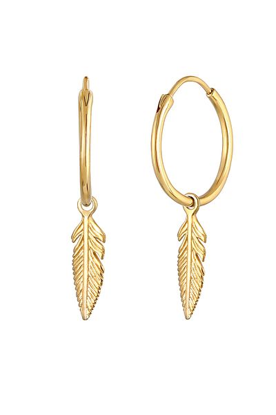 ELLI Ohrringe Creolen Feder Boho Festival 925 Sterling Silber