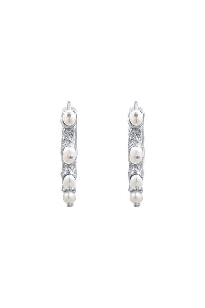 HAZE & GLORY Ohrringe Creolen Süßwasserperlen - Sun of Pearls 925 Silber