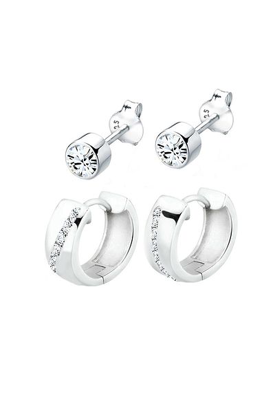 ELLI Creole Ohrring-Set – Crystal Funkelnd Silber