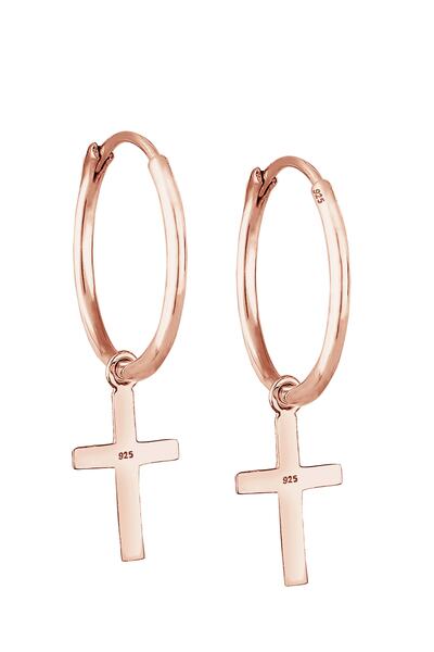 ELLI Ohrringe Creolen Hänger Kreuz Glaube Religion 925 Silber