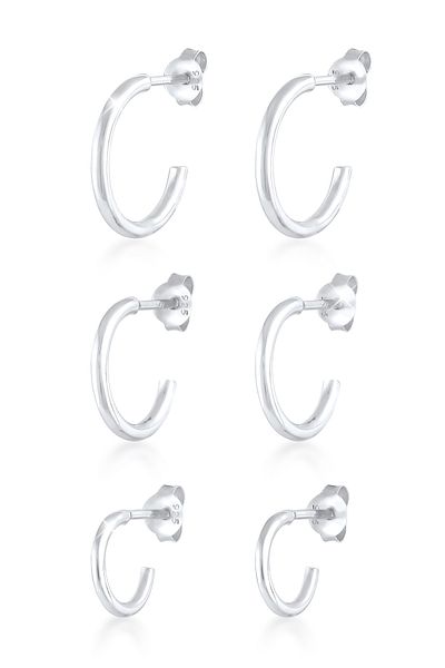 ELLI Ohrringe 3er Set Creolen Stecker Basic Trend 925 Silber