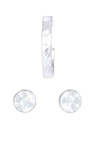 ELLI Ohrringe 2er Set Stecker Earcuff Rund gehämmert 925 Silber
