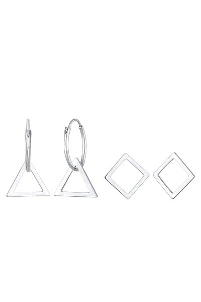 ELLI Ohrringe Creolen Set Hänger Geo Dreieck Trend 925 Silber