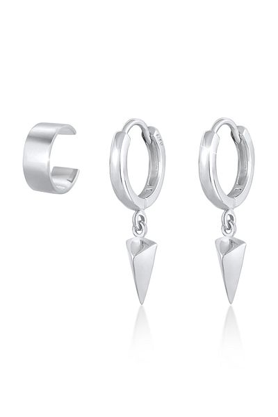 ELLI Ohrringe 2'li Set Askı Kulaklığı Creole Dreieck 925 Silber