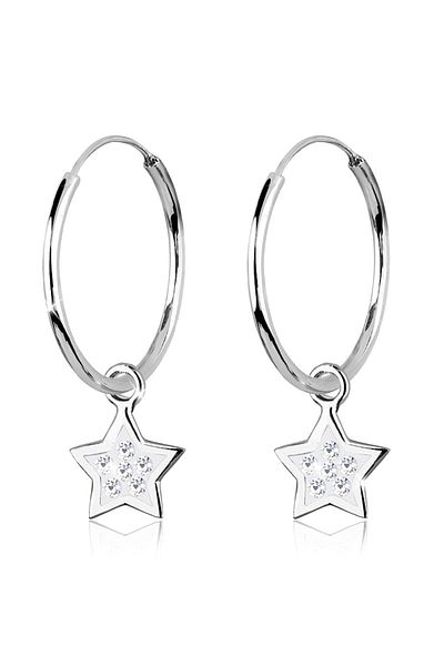 ELLI Ohrringe Creolen Stern Kristal 925 Gümüş