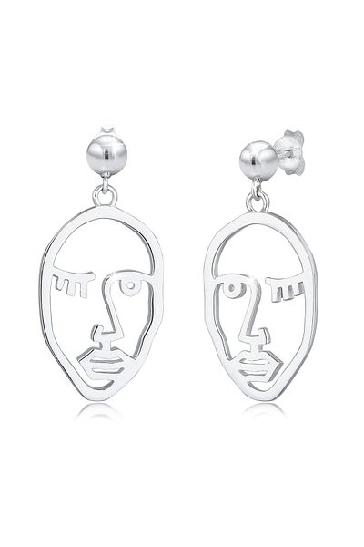 ELLI Ohrringe Ohrhänger Gesicht Design Blogger Trend 925 Silber