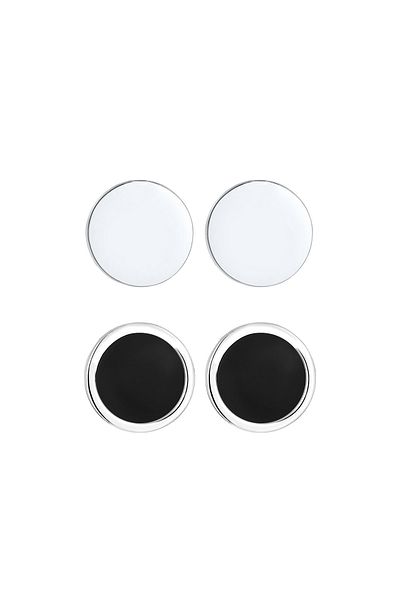 KUZZOI Ohrringe Herren Set Kreis Geo Emaille 925 Silber