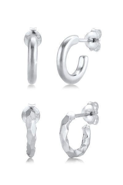 ELLI Ohrringe 2er Creolen Set Minimal Basic Trend 925 Silber