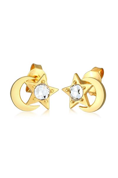 ELLI Ohrringe Kids Halbmond Stern Kristall 925 Silber