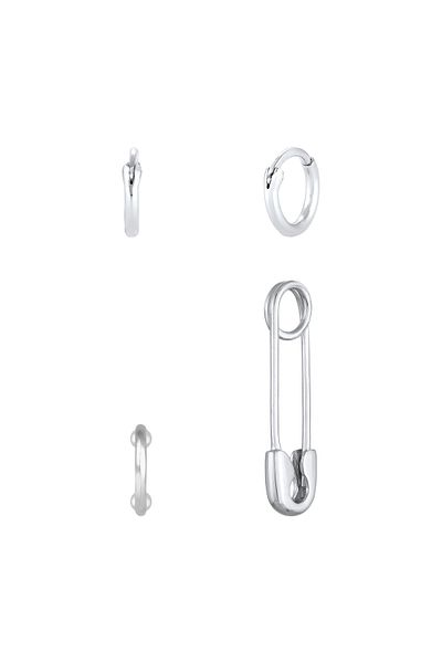 ELLI Ohrringe 3er Set Sicherheitsnadel Safety Pin Earcuff Creolen 925 Silber