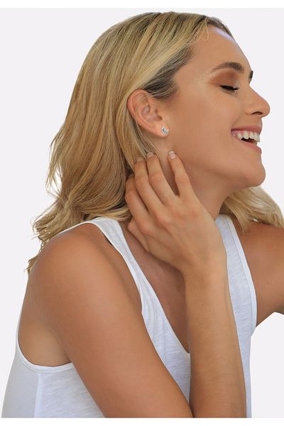 Nenalina Ohrringe Stecker Halbmond Astro Look 925 Sterling Silber