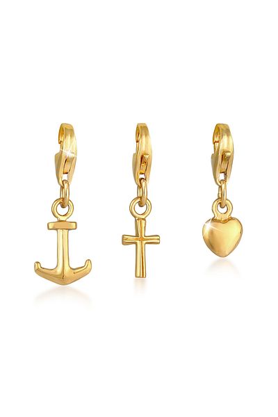 Nenalina Charm Kreuz Herz Anker Liebe Glaube Set 925 Silber