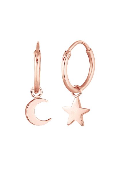 ELLI Ohrringe Creolen Ohrhänger Stern Mond Astro Look 925 Silber