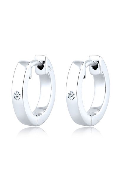 ELLI Ohrringe Creole Diamant (0,03 ct) Silber Geschenkidee