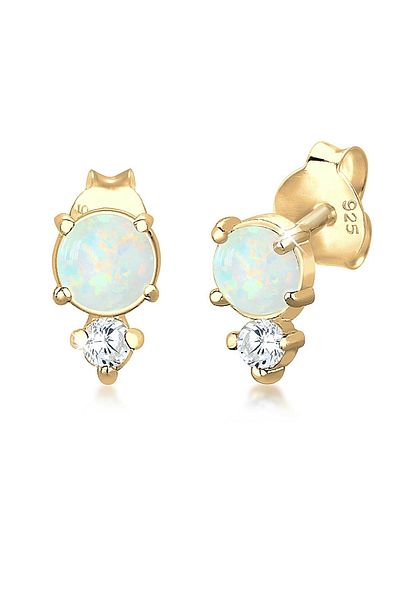 ELLI Ohrringe Geo Kreis Zirkonia Opal Trend 925 Sterling Silber