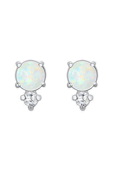 ELLI Ohrringe Geo Kreis Zirkonya Opal Trend 925 Ayar Gümüş