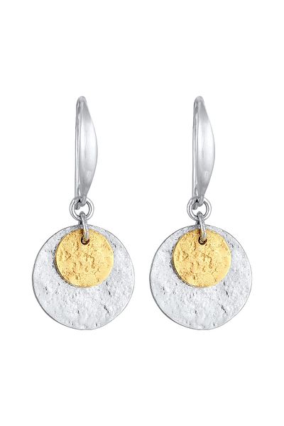 ELLI Ohrringe Hänger Plättchen Kreis Rund Matt Trend 925 Silber