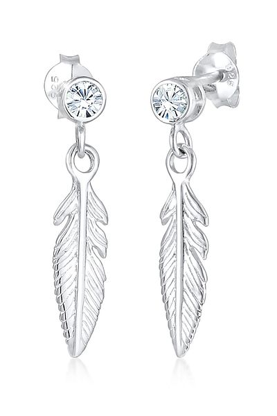 ELLI Ohrringe Feder Boho Hippi Kristal Silber