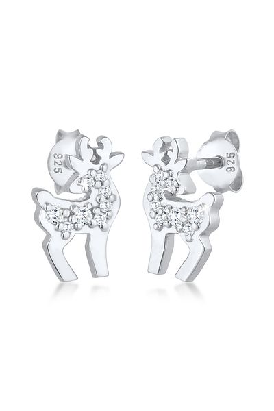 ELLI Ohrringe Rentier Zirkonia Weihnachten Weihnachten 925 Silber