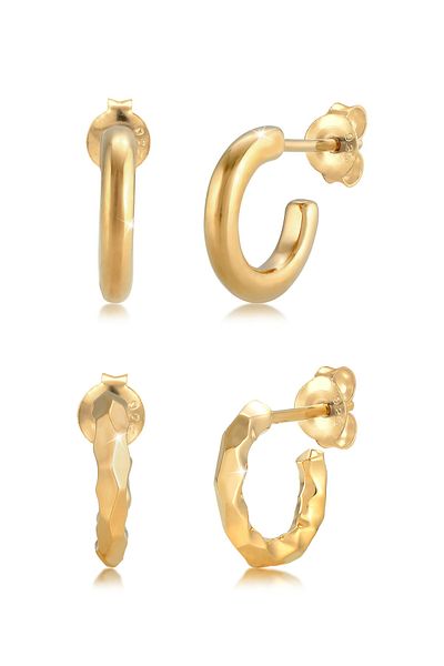 ELLI Ohrringe 2er Creolen Set Minimal Basic Trend 925 Silber