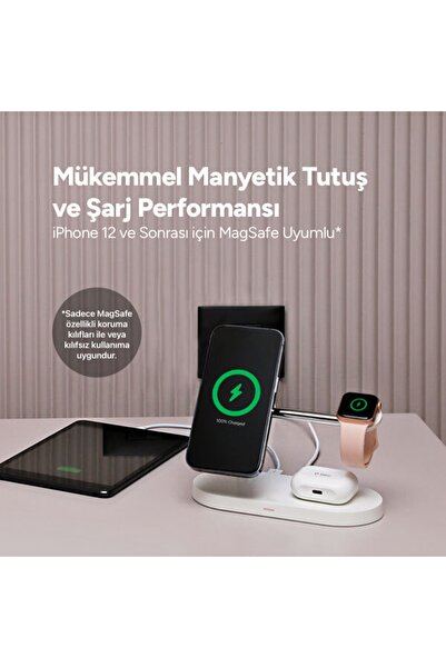 Ttec Aircharger Quattro M Magsafe Uyumlu Iphone+applewatch+airpods Led Li Kablosuz Hızlı Şarj Standı